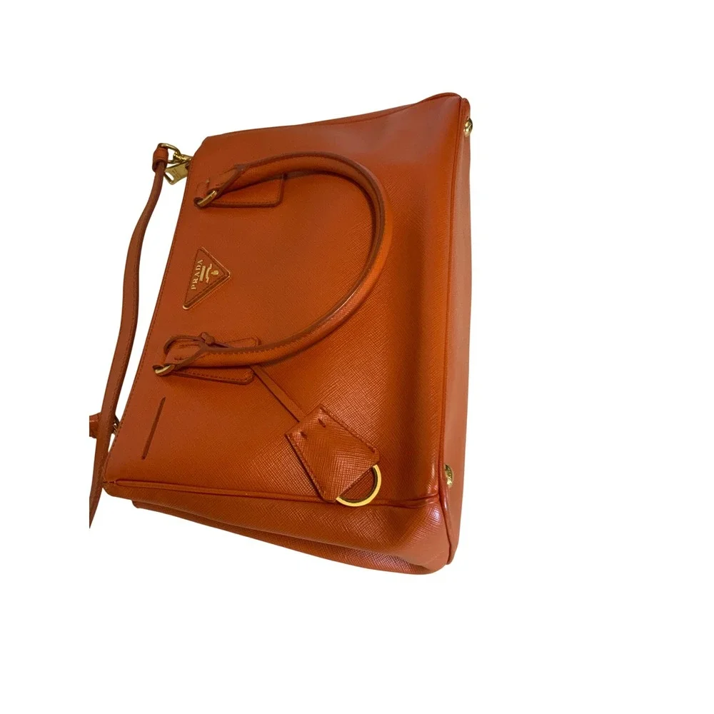 Prada Galleria Saffiano Leather Handbag Orange Gold Hardware Tote Bag BN1874